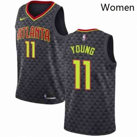 Womens Nike Atlanta Hawks 11 Trae Young Authentic Black NBA Jersey Icon Edition